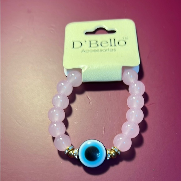 D’Bello Pink Evil Eye Beaded Bracelet Small Stretchy - Picture 3 of 7